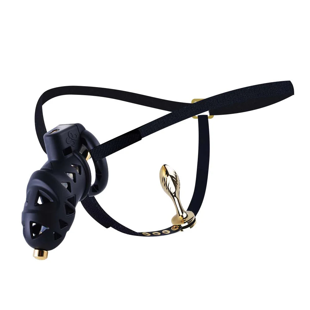 LOCKINK Sevanda Rattlesnake Plastic Male Chastity Cage With Anal Plug