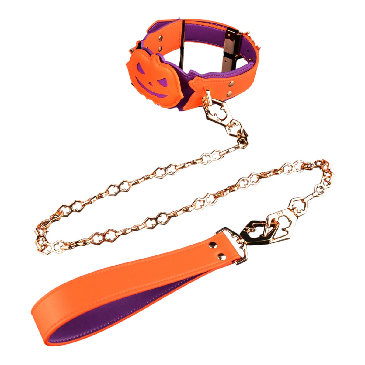 FUNSM Halloween Pumpkin Leather Collar & Leash Set
