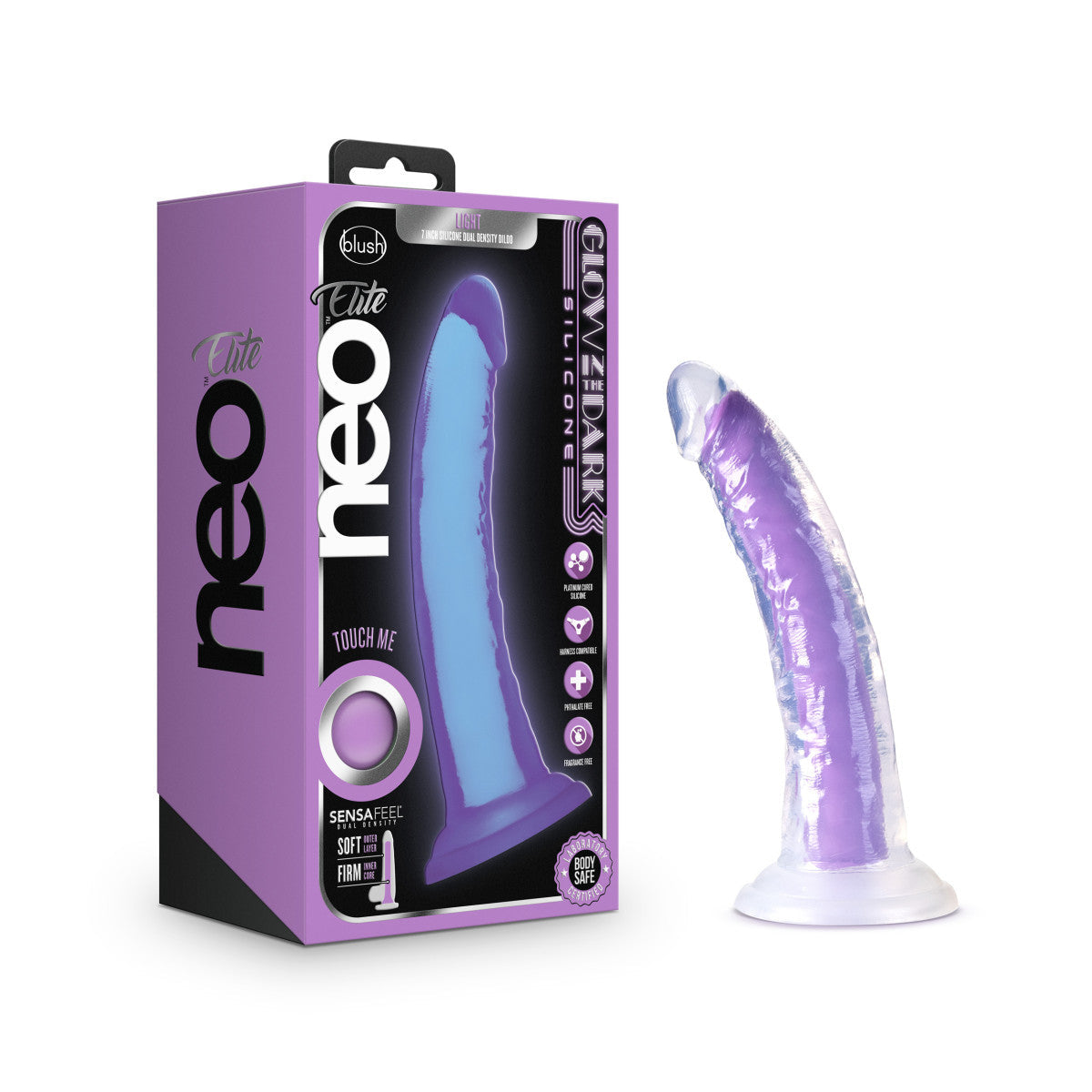 Blush Neo Elite Glow In The Dark 7.5-Inch Purple Dildo