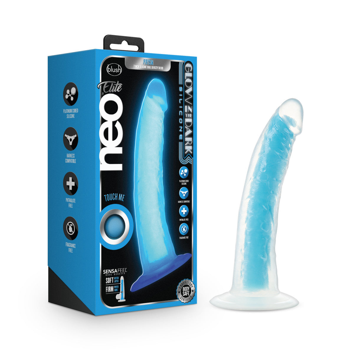 Blush Neo Elite Glow In The Dark 7.5-Inch Blue Dildo