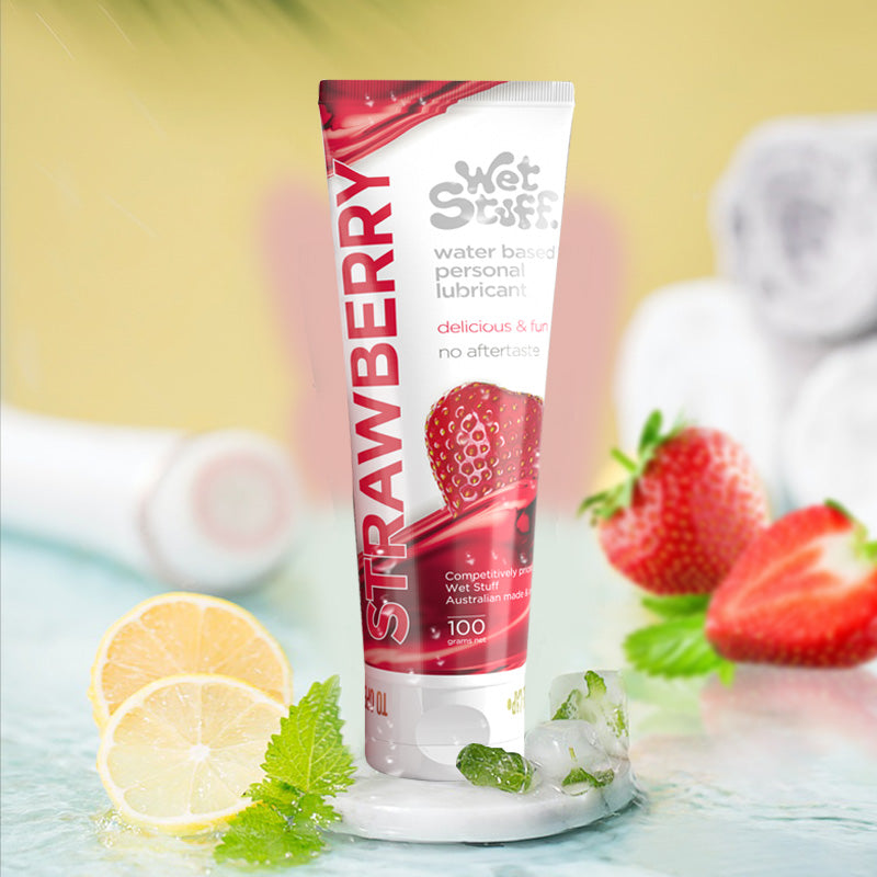 Wet Stuff Erdbeer-Essbares Gleitmittel auf Wasserbasis, 100 g