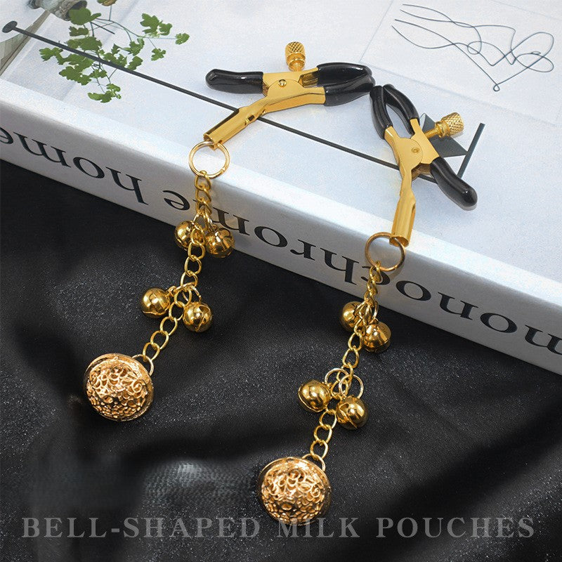 Golden Bell Verstellbare Brustwarzenklemmen aus Krokodilholz mit Kette