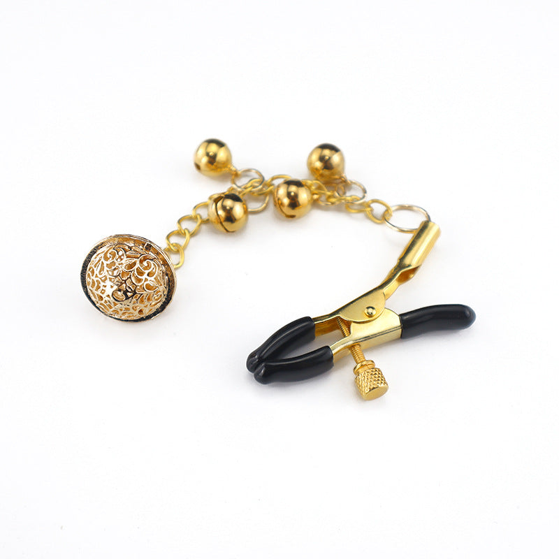 Golden Bell Verstellbare Brustwarzenklemmen aus Krokodilholz mit Kette