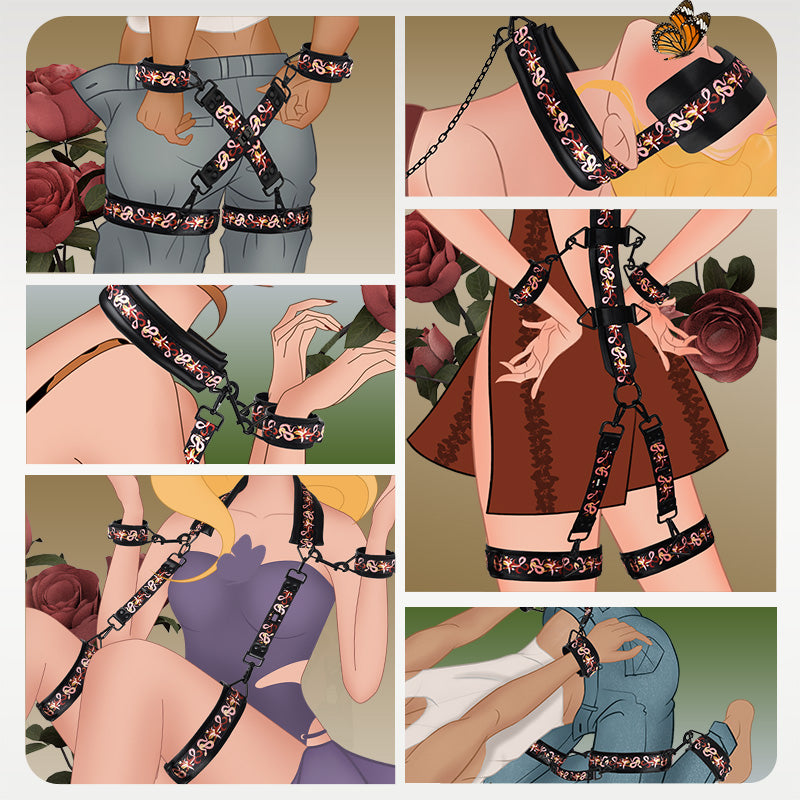 LOCKINK Bondage-Fesselset „Flowering Serpent“ aus Leder
