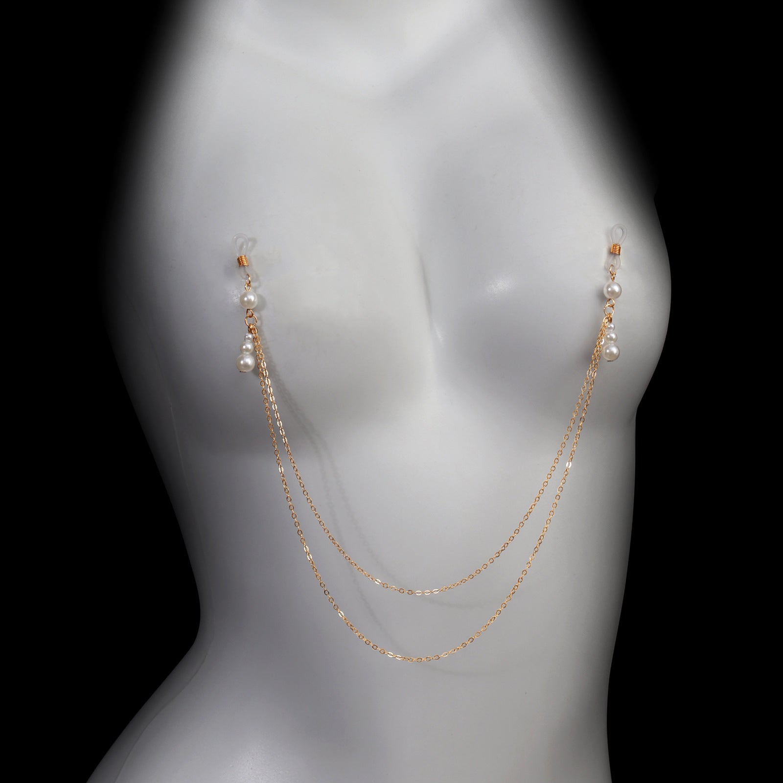 Nippelklemmen mit Perlenanhänger und Kette