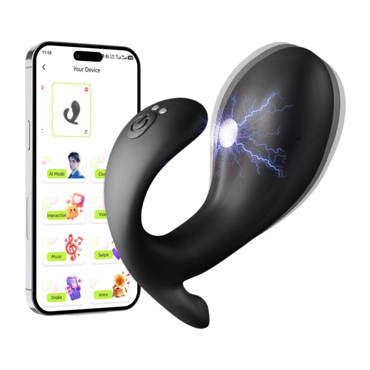 Whale Electric Shock & Vibrating Anal Plug App-Controlled